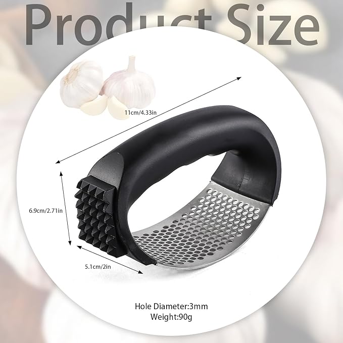Upgraded Garlic Press Rocker, 2025 New Stainless Steel Garlic Presser, Garlic Mincer Crusher Masher with Peeler and Cleaning Brush, Garlic Chopper for Smash Garlic Kitchen Gadgets Tools (A-GREEN)