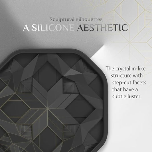 UMIRRO Silicone Cup Coasters for Drinks with Tailored Holder, Coffee Table Centerpiece, Modern Home Bar or Aesthetic Kitchen Essentials, House Decor Gifts, Set of 6, Glacier Blue