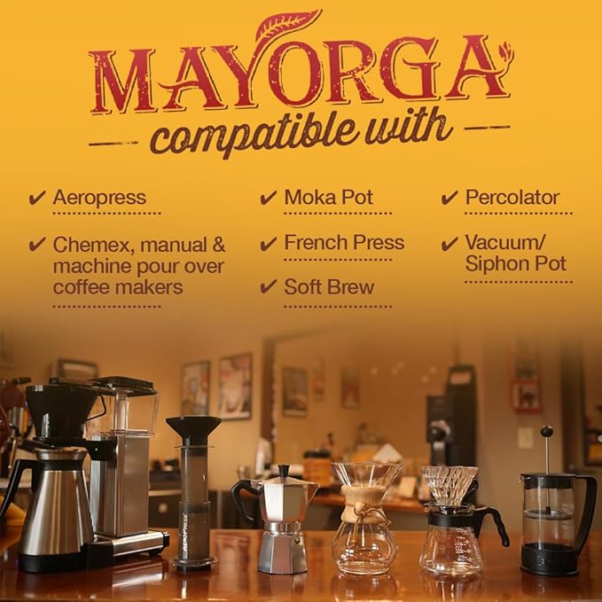 Mayorga Organic Coffee 12oz Cafe Cubano Roast - Dark Roast Whole Bean Coffee Specialty Grade, 100% Arabica, Slow Roasted, Bold and Smooth Flavor with Low Acidity - USDA Organic, Non-GMO, Kosher,