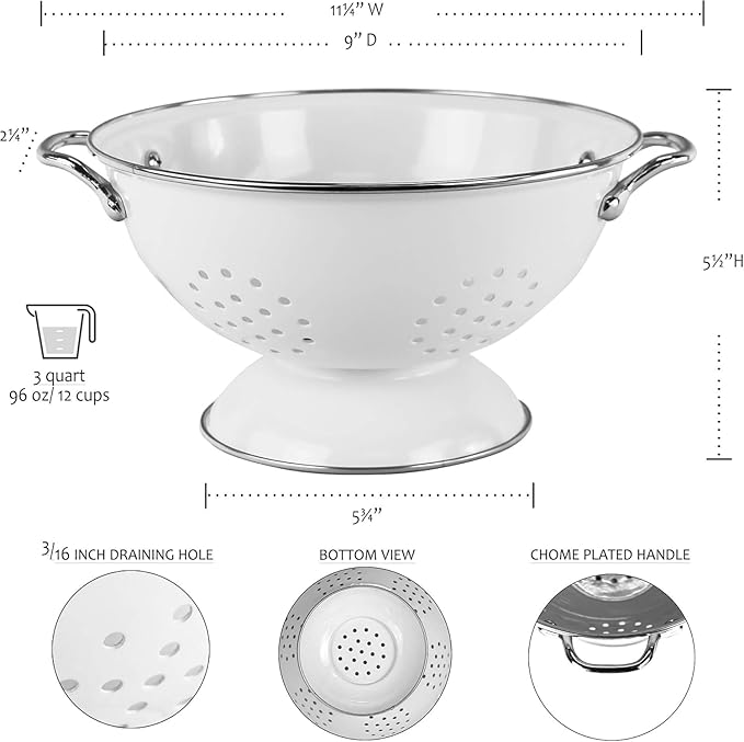 Calypso Basics by Reston Lloyd Powder Coated Enameled Colander, 3 Quart, Lime