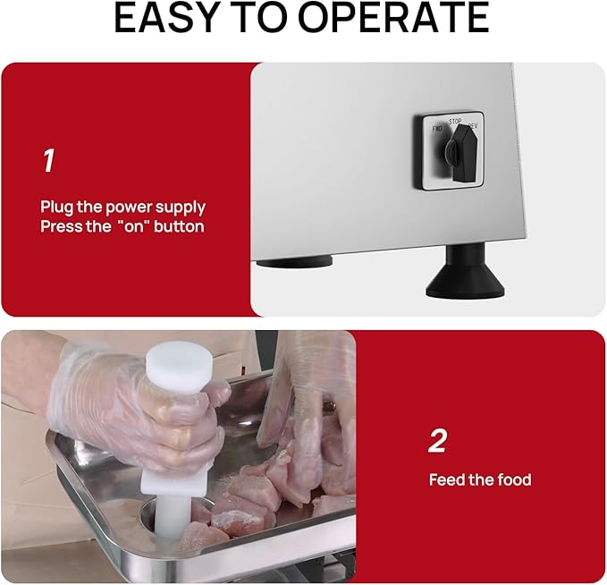 Commercial Meat Grinder #32, 2.0HP Heavy Duty Industrial Stainless Steel Meat Mincer, Sausage Stuffer with 2 Blades, 2 Plates & 3 Sausage Tubes, Meat Grinder Machine for Deer Processing,Pet Food