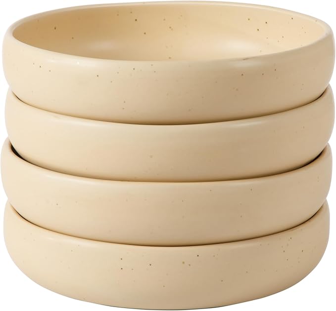 Bloomhouse - Two Time Oprah's Favorite Things Winner - Corsica Clay 4-Piece Meal and Pasta Bowl Set – Cappuccino Cream Stoneware for Dinner, Serving & Everyday Use