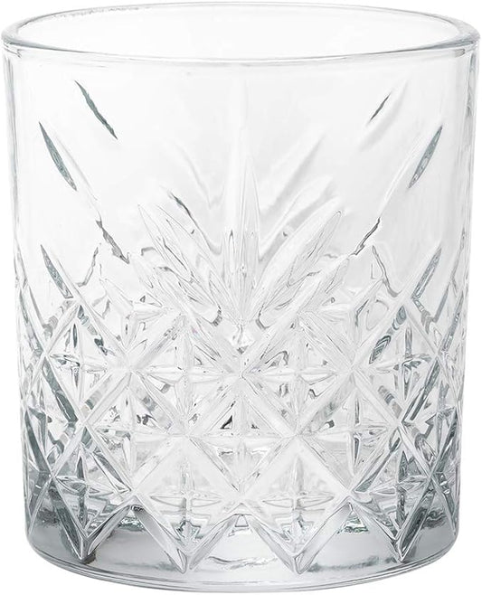 Restaurantware Timeless 12 Ounce Old Fashioned Glasses Set of 12 Etched Whiskey Glasses - Dishwasher-Safe Chip-Resistant Clear Glass Old Fashioned Glassware Lead-Free For Cocktails Or Beverages
