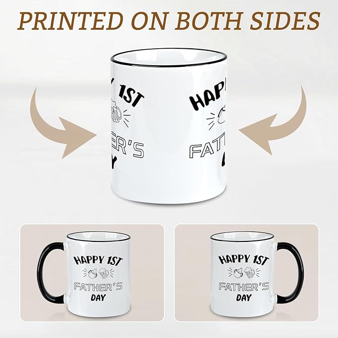 First Time Dad Gifts, New Dad Gifts, Happy 1st Father's Day Coffee Mug, First Fathers Day Gift for New Father, Fathers Christmas Gift for Papa, 11Oz