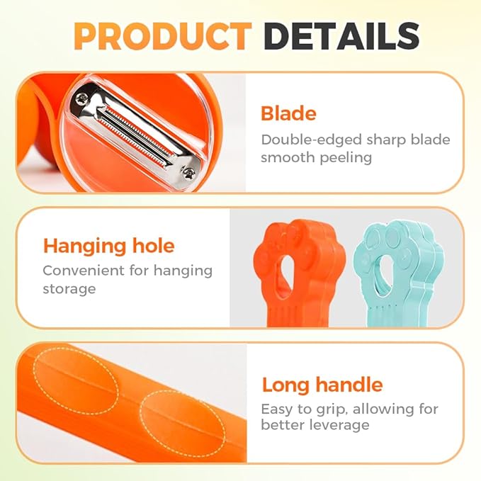 Peeling Knife With Storage Boxs, New with Box Storage Kitchen Special Fruit Peeler, Double sided Stainless Steel Peeler, Fruit Vegetable Peeler with Container (2PC: Green+Orange)