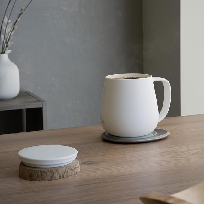 Ui+ Self-Heating Mug Set – Jasmine White | 18 fl oz / 532 mL Ceramic Coffee & Tea Mug Set