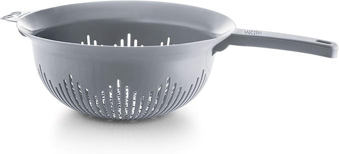 YBM HOME 9.75 Inch Plastic Strainer Colander with Long Handle – Made of Food Safe BPA-Free Plastic - Use for Pasta, Noodles, Spaghetti, Vegetables and More 31-1130-gray (1, Gray)