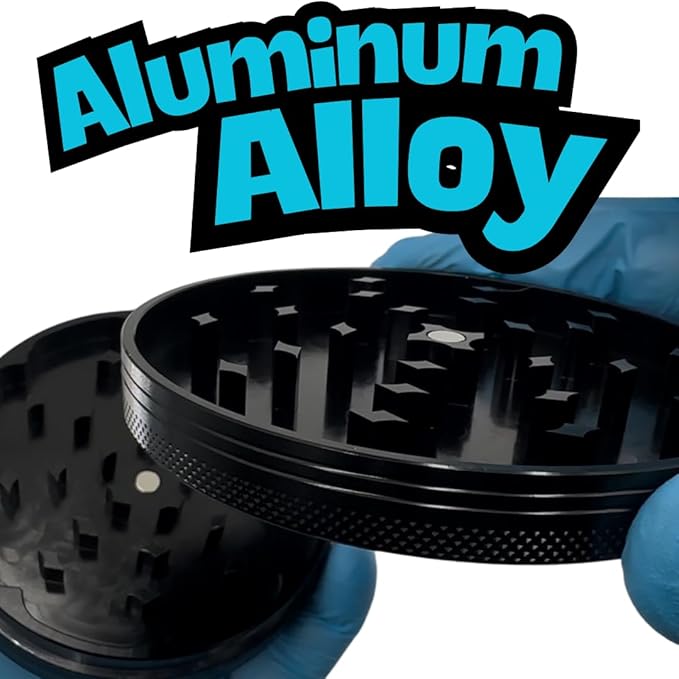 Herb Grinders. 2 Layer Grinder. 4 inch aluminum alloy metal. Top and Bottom Only. NO Screen Catcher. (2, Black, 4 inches)