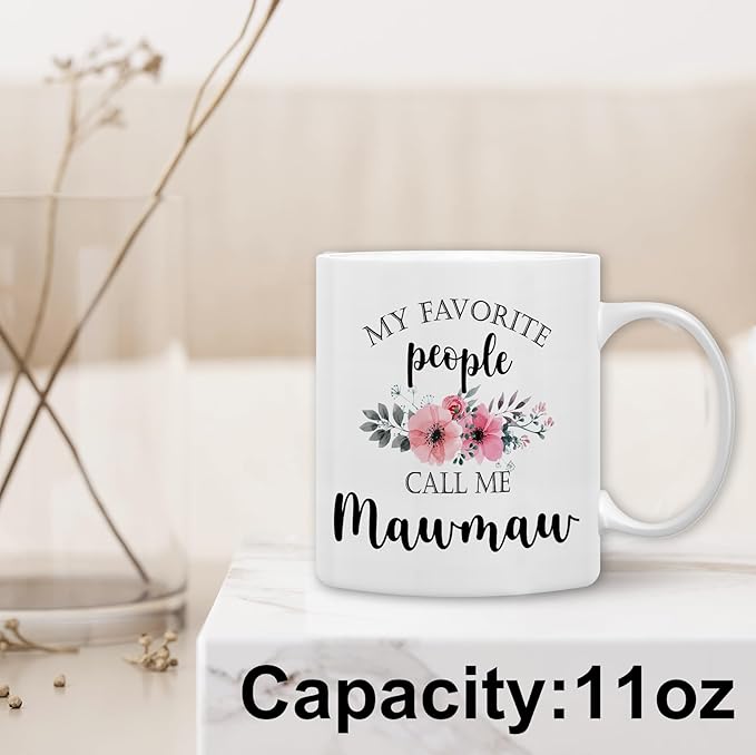 QASHWEY Mawmaw Coffee Mug, Mawmaw Gifts for Grandma, MawmawGifts from Grandkids, Mothers Day Mug Tea Cup Gifts for MamawGrandma, My Favorite People Call Me MawmawCoffee Cup Ceramic 11oz