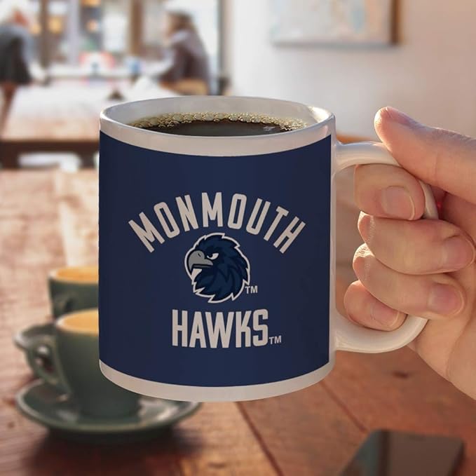 Monmouth University Official Hawks Ceramic Coffee Mug, Novelty Gift Mugs for Coffee, Tea and Hot Drinks, 11oz, White
