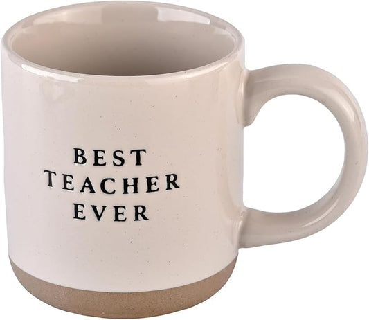 Sweet Water Decor Best Teacher Ever Stoneware Coffee Mugs - 14oz Cute Coffee Mugs for Hot & Cold Drinks - Dishwasher & Microwave Safe - Best gift for Educators & Teachers - Ideal Tea & Espresso Mugs