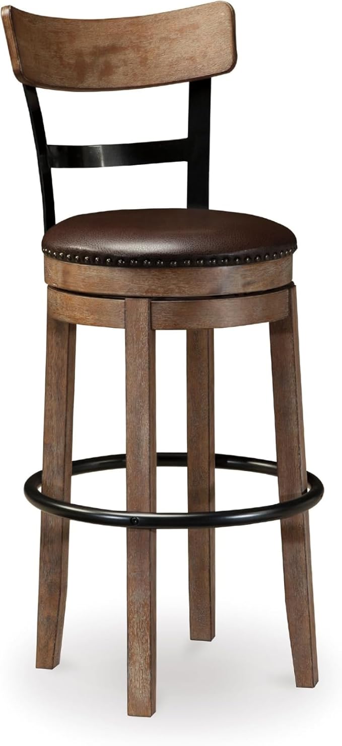 Signature Design by Ashley Pinnadel 30" Modern Swivel Pub Height Barstool, Light Brown