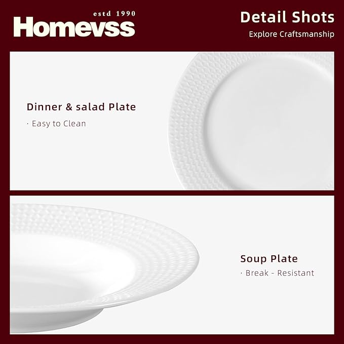 HomeVss, New Bone China Embossed Waves 18pc Dinnerware Set