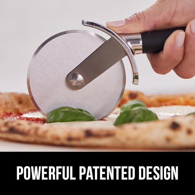 GORILLA GRIP BPA-Free Large Pizza Cutter Wheel, 9 Inch, Sharp Stainless Steel Blade, Slip Resistant Handle with Thumb Guard Protection, Slice Thick or Thin Pizzas, Pie, Pastries in Seconds, Black