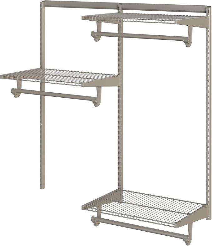 Closet Culture by Knape & Vogt Culture 4 Ft. Steel Closet Organization System with, 3 Champagne Nickel Wire Shelves