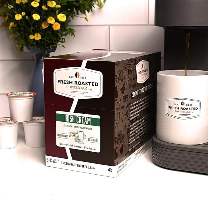 Fresh Roasted Coffee, Decaf Irish Cream, Flavored Coffee Pods, 72 Count