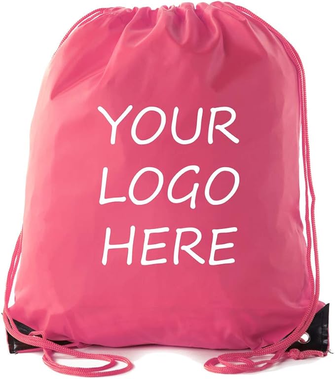 Mato & Hash Custom Bags With Your Logo | 20PK Promotional Drawstring Backpack - 20PK Pink CE2500
