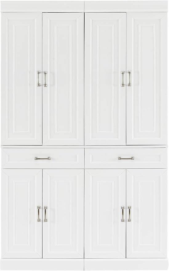 Crosley Furniture Stanton 2-Piece Pantry Storage Cabinet Set with Shelves, Kitchen, Dining, or Laundry Room, White