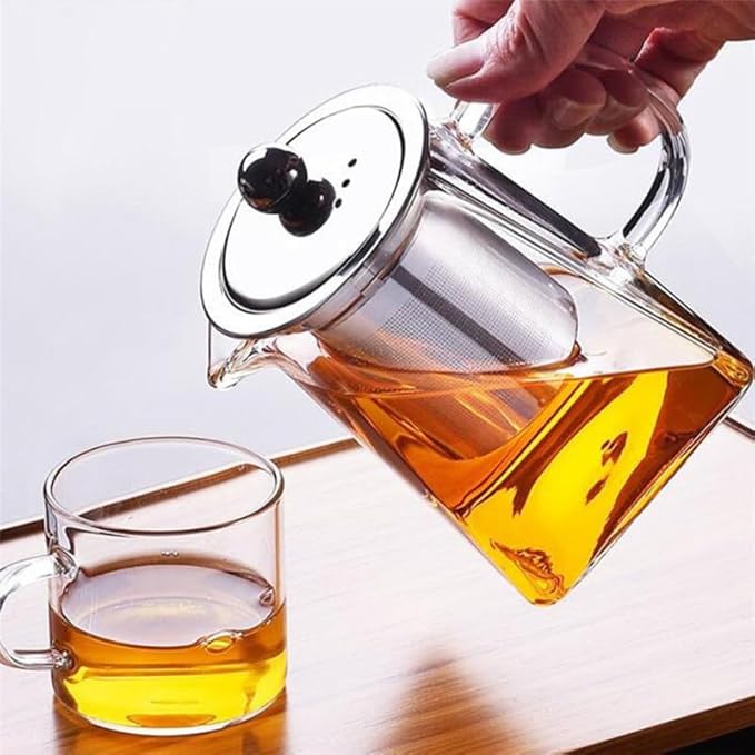 Homoyoyo Tea Kettle Stovetop Whistling Glass Tea Pot Strainer 950ml Infuser Teapot Kettle for