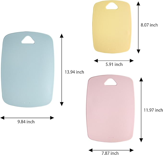 CAROTE Cutting Boards for Kitchen, Plastic Cutting Board Set of 3, Lightweight Chopping Boards for Vegetable/Meat/Fruit, with Easy Grip Handle, Dishwasher Safe Colorful