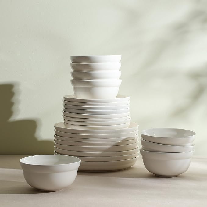 Stone Lain Virtuo 24-Piece Dinnerware Set Porcelain, White