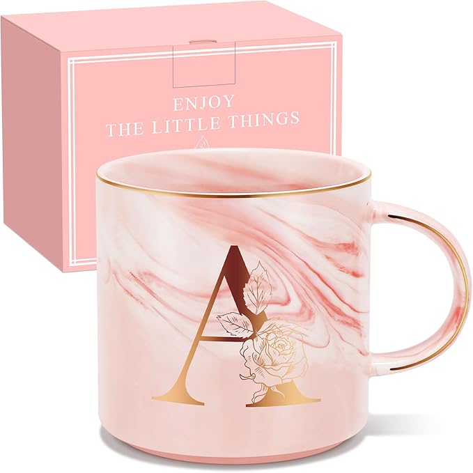 Personalized Gifts for Women Coffee Mug, Initial Customized Gift Monogrammed A-Z Coffee Mug 12 OZ, Christmas Anniversary Birthday Gifts for Women Mom Grandma Friend Sister Wife (A)