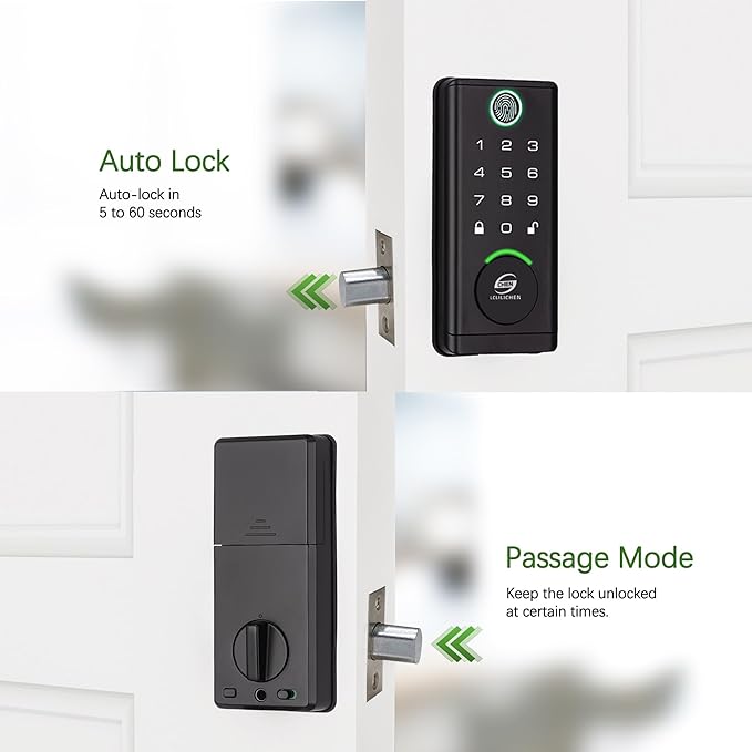 Smart Door Lock, Keyless Entry Deadbolt with Fingerprint, Keypad and App Control, 5-in-1 Electronic Front Door Lock for Home and Office, Weatherproof
