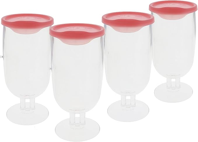 LipLidz Brewtail/Tumbler Glasses, 4 Pack, 20.7 oz Dual-Stemmed BPA-Free Plastic Drinkware with Drink-Through Attachable Lid, Shatterproof, Made in USA (Flamingo)