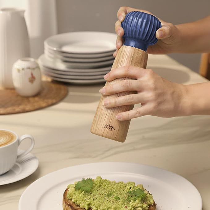 Kahler Hammershoi Salt and Pepper Grinder, Indigo, 7.3"H x 2.6"D, Designed by Hans-Christian Bauer, Gift Box Included