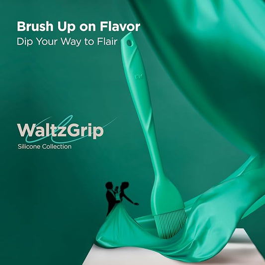 Kitchen Mama WaltzGrip Platinum Silicone Basting Pastry Brush: Set of 2 Heat-Resistant Brushes Utensils for Cooking, Baking, Grilling, Barbecue, and Spreading Oil, Butter, Egg - Dishwasher-Safe (Teal)