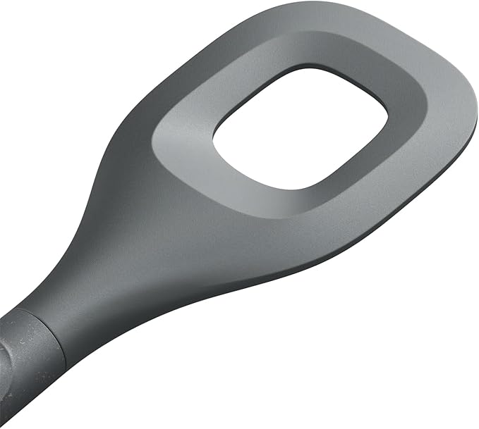 Zyliss E980225 Slotted Square Mixing Spoon, Sustainable Wheatstraw/Nylon, Spoon for Cooking and Stirring, Heat Resistant Silicone Head, Beluga Grey, 11.7" x 2.2", Dishwasher Safe