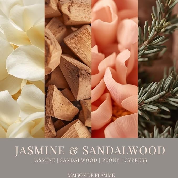 Jasmine & Sandalwood Odor-Eliminating Scented Candle, 200g/7oz White Jar – Long-Lasting Soy Wax Blend Candle for Smoke, Kitchen & Pet Odors