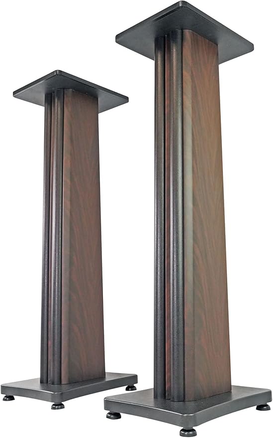 Rockville SS36D Pair 36" Home Speaker Stands, 100Lb Capacity, Fixed Height, Cable Management, Wide Stable Base, Premium Dark Wood Grain, for Home Theater and Hi-Fi Audio
