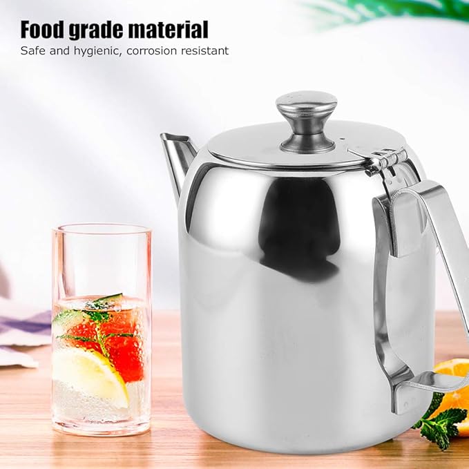 Coffee Pot Teapot Stainless Steel Tea Kettle Cold Short Spout Pour Over for Home Kitchen Hotel Restaurant(32oz)