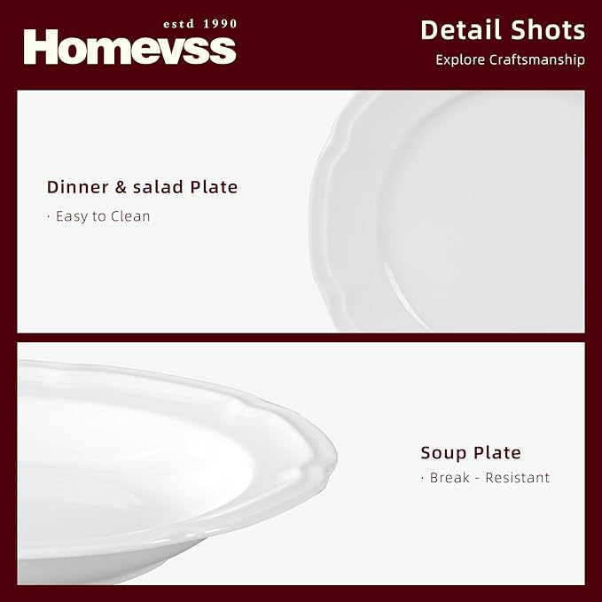 HomeVss, New Bone China Embossed French Countryside 18pc Dinnerware Set