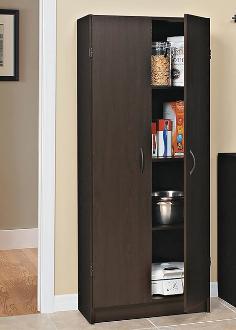 ClosetMaid Pantry Cabinet Cupboard with 2 Doors, Adjustable Shelves, Standing, Storage for Kitchen, Espresso