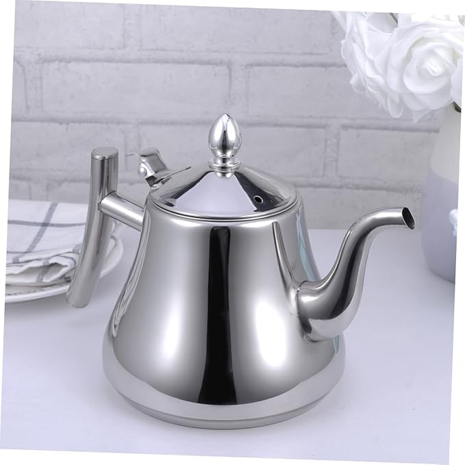 1L Stainless Steel Tea Kettle with Strainer Water Kettle for Home and Restaurant Use Stylish Glossy Finish and Ergonomic Handle