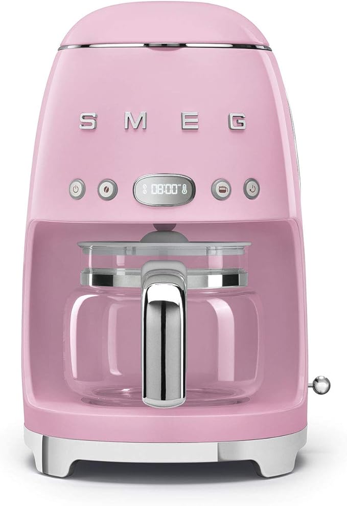 Smeg Retro Drip Coffee Machine and 2-Slice Toaster Bundle… (Pink)