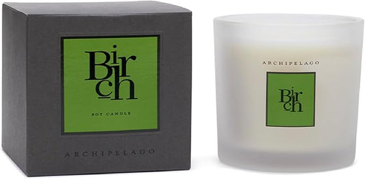 Archipelago Botanicals Hand-Poured Soy Wax Blend Scented Candle with Fragrance Oils, Lead-Free Cotton Wicks, Glass Candle Jar with Gift Box, Burns Approx. 60 Hours, Birch, 10 Oz.