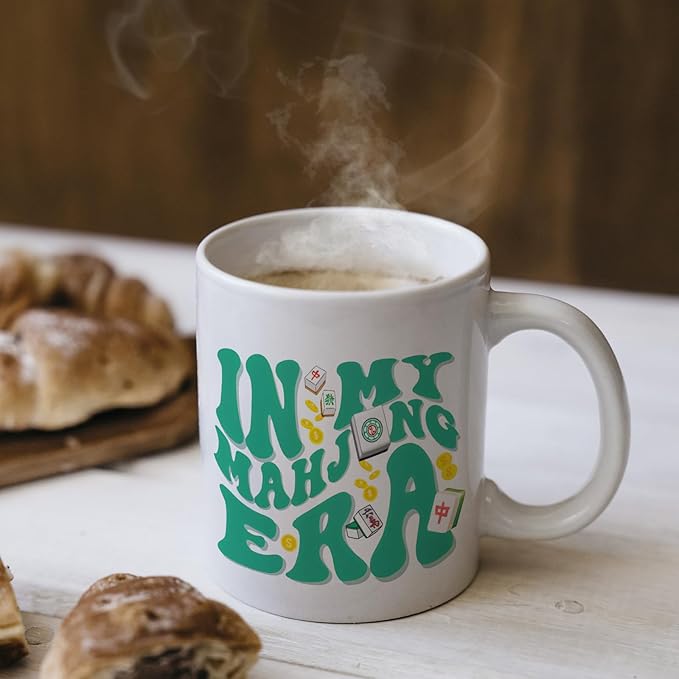 in My Mahjong Era Mug, Mahjong Gifts for Women Coffee Cup Ceramic, Gift for Mah Jong Players Lovers, Mah Jong Accessories Ceramic Coffee Tea Mug 11 oz
