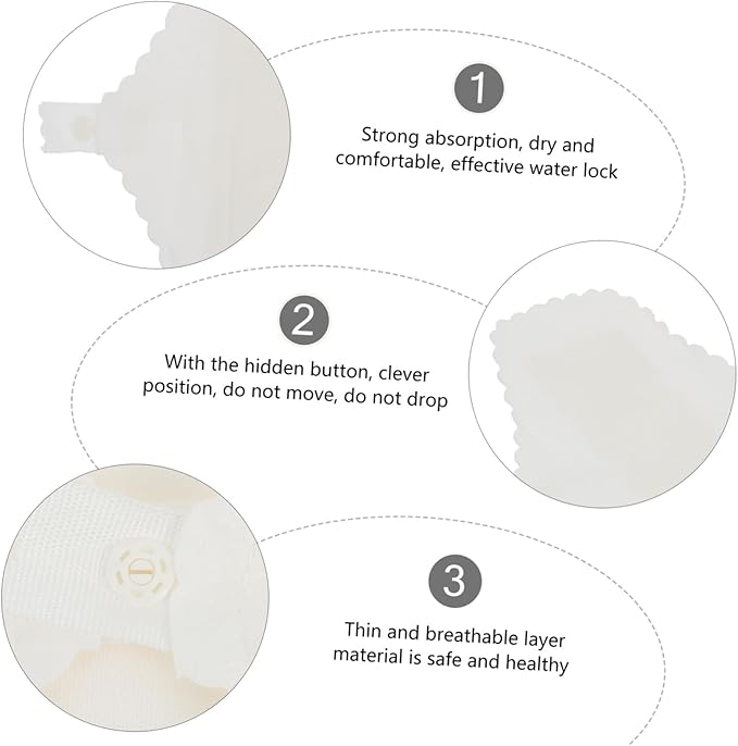 Yardwe 3Pcs Reusable Cotton Menstrual Pads Lace Edge Breathable Washable Sanitary Towels for Women with Button Snap to Prevent Leakage Soft and Thin Period Pads