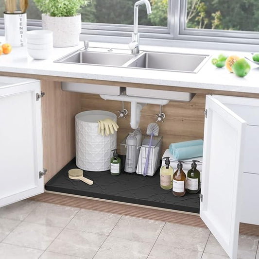 SIKADEER 25" x 19" Under Sink Mat Waterproof, Silicone Mat Kitchen Drawer Shelf and Cabinet Liner, Sink Protector for Kitchen Organizers and Storage, Boot Tray Pet Food Mats