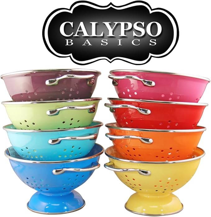 Calypso Basics by Reston Lloyd Powder Coated Enameled Colander, 3 Quart, Black,80100