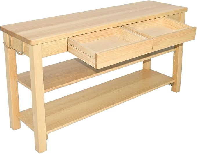Shoe Storage Bench Wood Entryway: Shoe Rack Bench with Drawer 3-Tiers Height Adjustable,Rustic Wooden Organizer for Front Door Entrance Hallway Living Room,Mudrooms (Natural 2-Tiers, 43.3")
