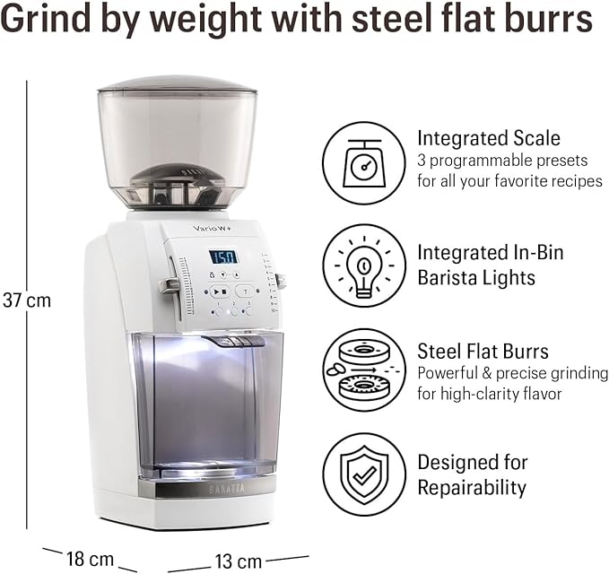 Baratza Vario W+ Flat Steel Burr Grinder (White)
