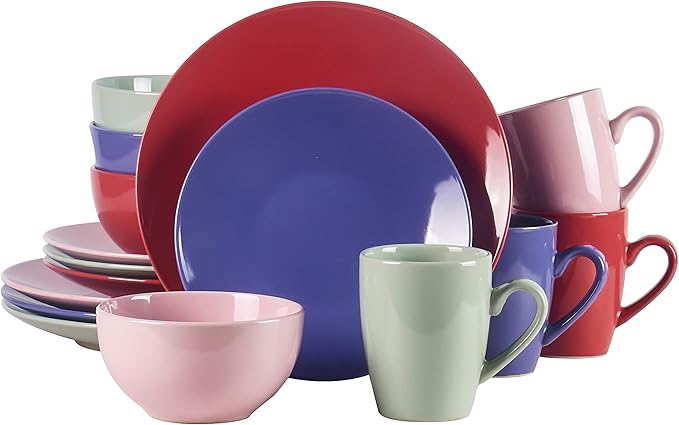 Color Wave Stoneware 16pc Dinnerware Set, Human Aura