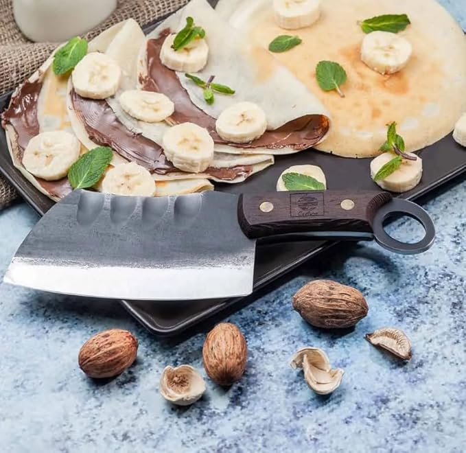 COOLINA Suratu Chopping Cleaver Chef's Knife, Multipurpose Handmade High-Carbon Stainless and Clad Steel, Kitchen, Home Cooking Knives