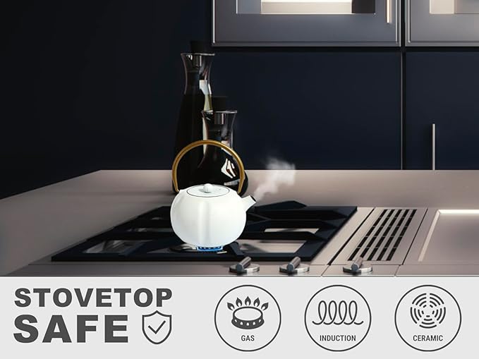 VICSKY Small Pumpkin Cast Iron Teapot (White), Japanese Cast Iron Tea Kettle Stovetop Safe with Stainless Steel Infuser,Small Iron Teapot for Loose Tea, 1-2 People (27oz/800ml)