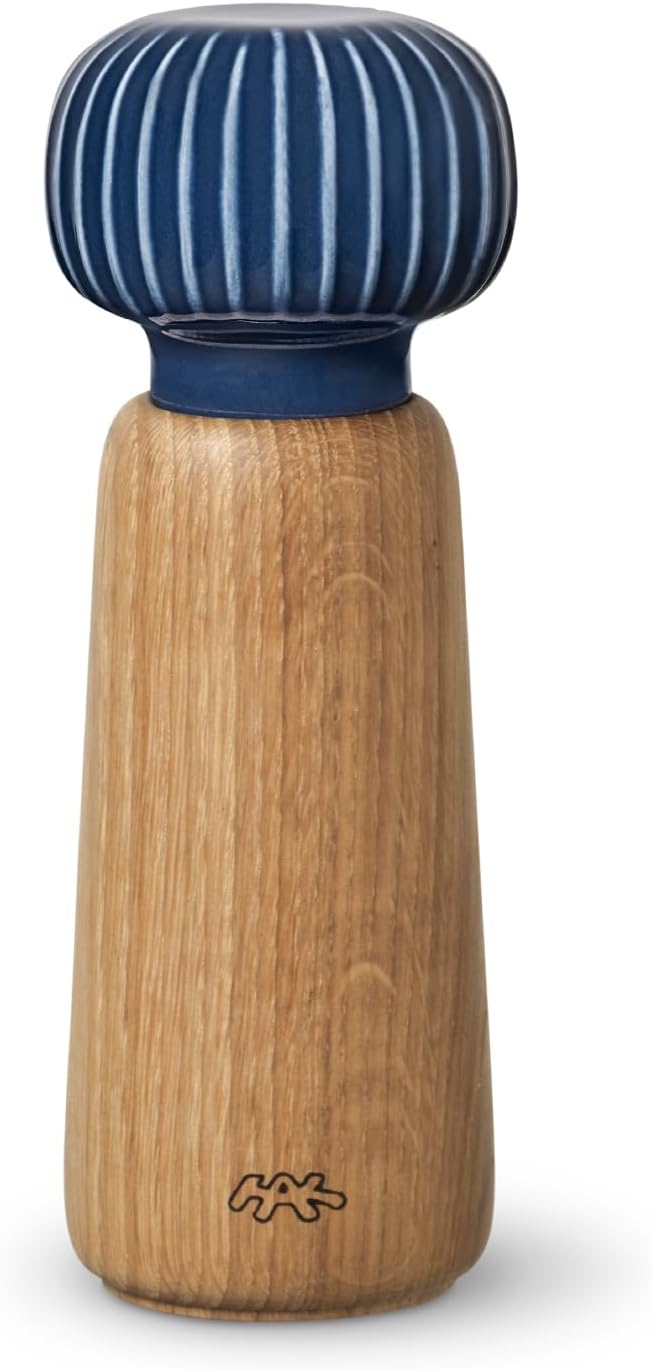 Kahler Hammershoi Salt and Pepper Grinder, Indigo, 7.3"H x 2.6"D, Designed by Hans-Christian Bauer, Gift Box Included