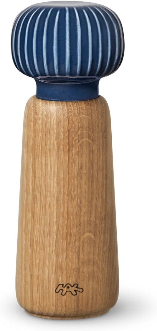 Kahler Hammershoi Salt and Pepper Grinder, Indigo, 7.3"H x 2.6"D, Designed by Hans-Christian Bauer, Gift Box Included